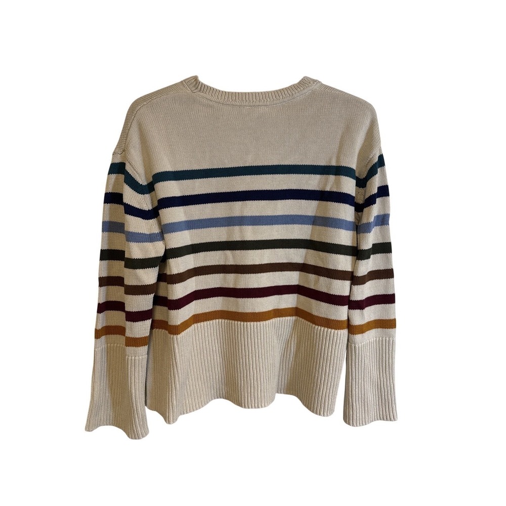 GAP 24/7 Split-Hem Crewneck Sweater Soft Stretchy Knitted Striped - Small - Picture 2 of 5